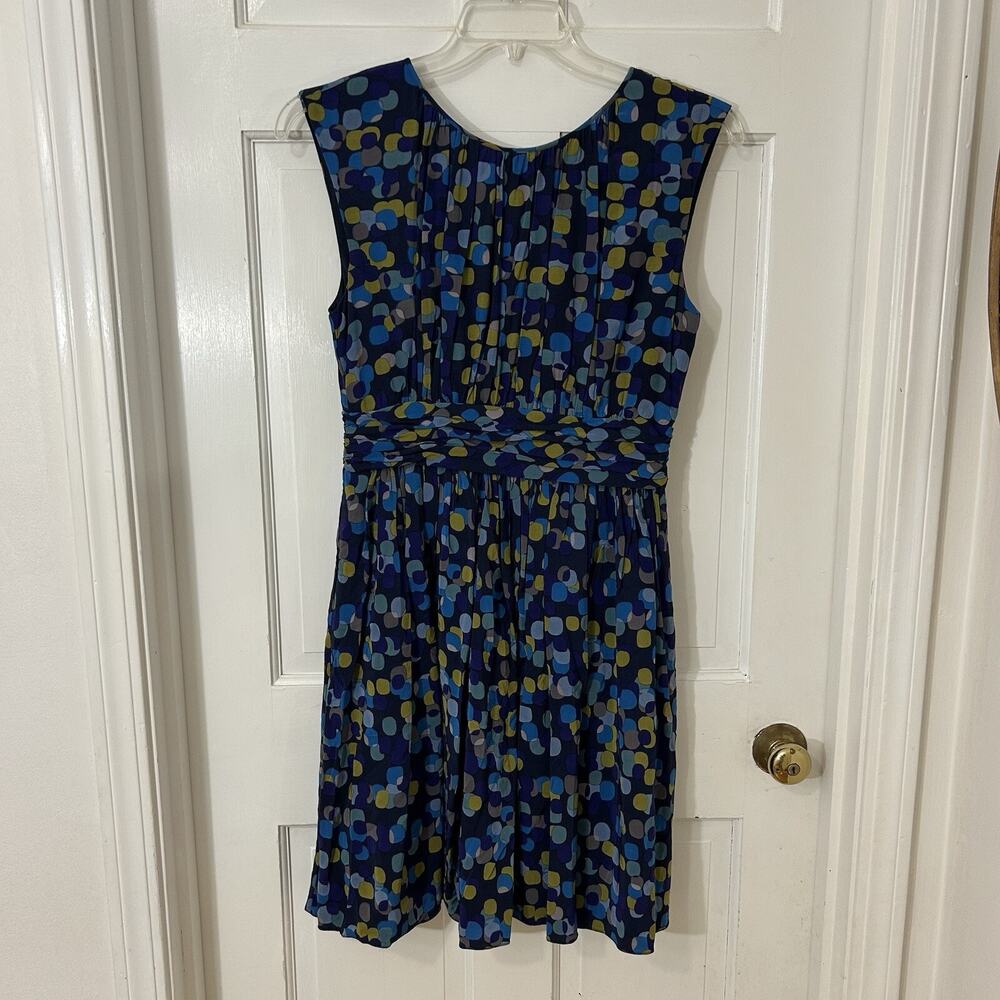 Boden Selina Blue Colorful Polka Dot Fit & Flare Dress US 8R Artsy Career Party